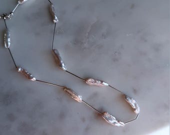 Pearl Necklace Gift for Her – Sterling Silver Bead Design – Aetheria