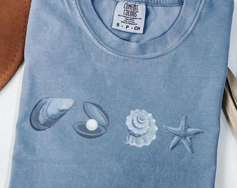 Comfort Colors® SeaShell Shirt, Beach T-Shirt, Summer Woman Shirt, Aesthetic Shirt, Ocean Lover Gift, SeaShell T-Shirt