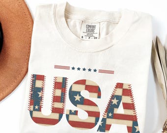 Comfort Colors Vintage Floral USA Shirt: 4th of July Patriotic Tee