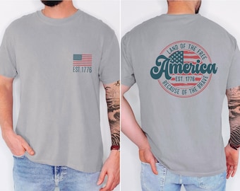 Camiseta con bandera estadounidense de Comfort Colors: camiseta gráfica retro del 4 de julio