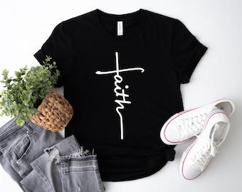 Shirt geloof, shirt Faith Cross, christelijk cadeau, cadeau geloof, christelijke shirts, shirt liefde en genade, shirt Faith Cross, verticaal kruis, Jezus