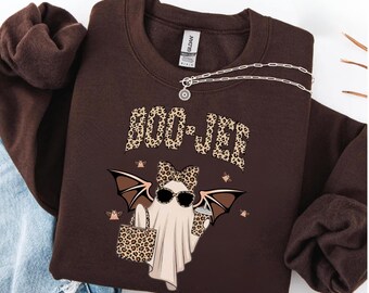 Boo-Jee Ghost Sweatshirt, Leopard Ghost Tee, Ghost Coffee Shirt, Funny Fall Shirt, Ghost Tee, Girly Halloween Gift, Boojee Shirt