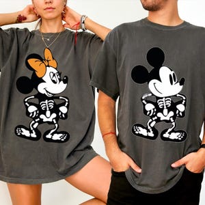 Comfort Colors® Retro Mickey Minnie Halloween Couple Shirts, Mickey Ghost Shirt, Minnie Ghost Shirt, Spooky Season Shirt, Disney Halloween
