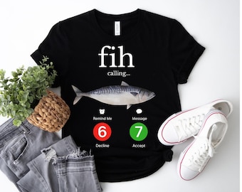 Camiseta divertida con el llamado de pez - Camiseta con meme de llamada entrante de pez - Camiseta con humor veraniego - Regalo para pescadores, amantes del océano, camiseta con meme de pez