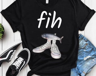 Fih Shirt, Fih Shoes Fish Shirt, Funny Misspelled Fish Meme Unisex Tee, Humor T-shirt, Fih Calling, Casual Short Sleeve Shirt