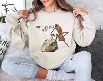 Camiseta de Marcus el Gusano, sudadera "No me gusta esta roca", camiseta con meme de Marcus el Gusano, sudadera con capucha con meme divertido, camisetas de manga larga con podredumbre cerebral