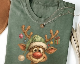コンフォートカラーズ ヴィンテージ トナカイ クリスマス Tシャツ