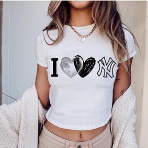 Love NY - York Style Baby Tee, New York City T shirt Yorker Clothing NYC Trip Shirt Gift Cute Crop Tops I Heart Custom Womens Patriotic USA