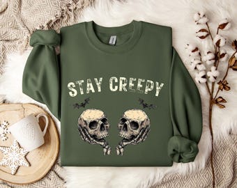 Creepy Sweatshirt, Womens Halloween Sweatshirt, Cute Skeleton Hands Tee, Funny Halloween Outfit, Skull Tee, Spooky Season Shirt