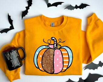 Camiseta de calabaza de caramelo, camiseta de calabaza colorida, calabazas de acuarela, camiseta de Halloween, camiseta de otoño, camiseta bonita de otoño, regalo para Halloween