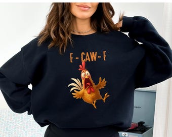 Funny Chicken F-CAW-F Shirt, Rooster Humor Meme Tee,Silly Farm Animal Graphic Top, Birthday Gift for Men Women