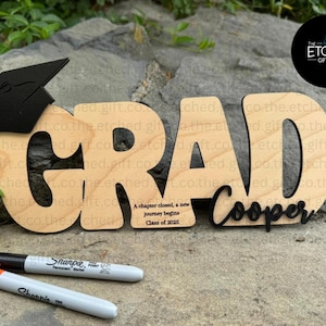 Personalized Graduation Sign | Custom GRAD Name Sign | Wooden Grad Gift 2025 | Senior Graduation Decor | Grad Cap Keepsake | Class of 2025