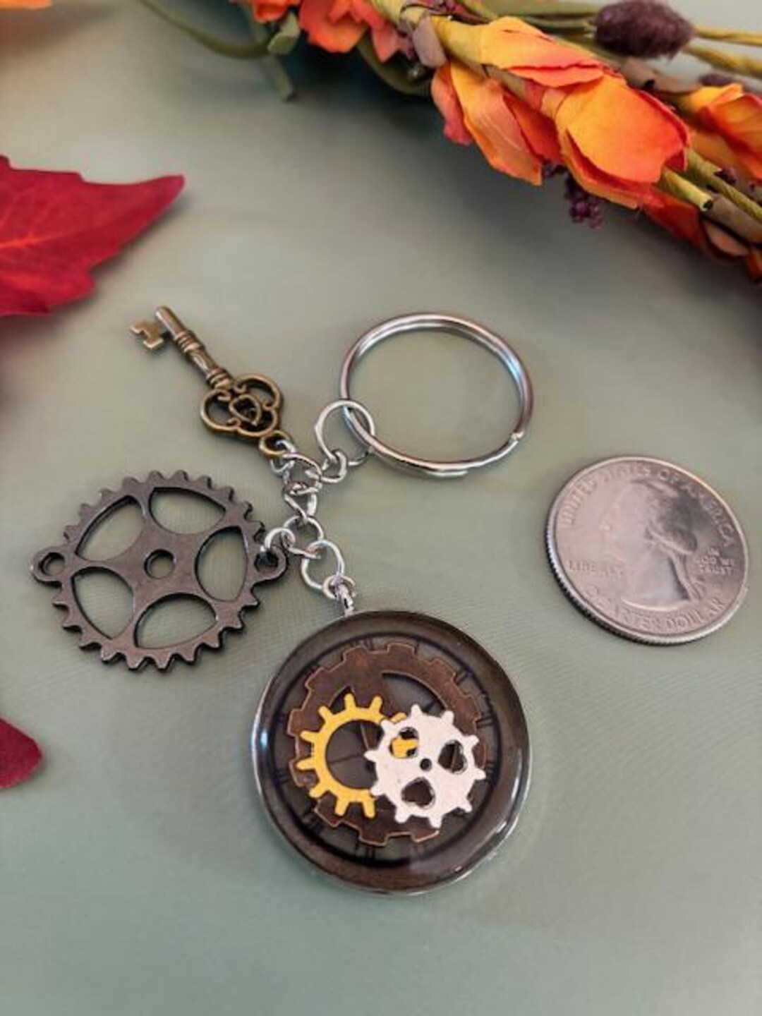 Rounded Key Chain Steampunk Round Key Chain - Etsy