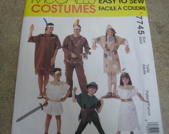 Uncut FF /McCalls 7745 /Adult Cleopatra, Scarecrow, Indian Squaw and Brave, Peter Pan, Mark Anthony Costume Pattern