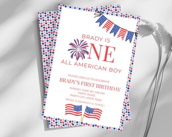 Plantilla de invitación de cumpleaños para niño estadounidense