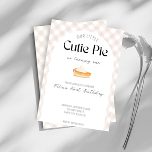 Cutie Pie First Birthday Invitation Template