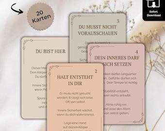 Inner Security Card Set for Printing | 20 Self-Care Cards as PDF | Mindfulness & Support in Everyday Life | Printable Download