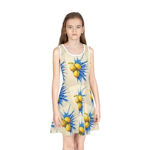 Lemon Blossom Girls&#39; Sundress: Floral Summer Toddler Dress