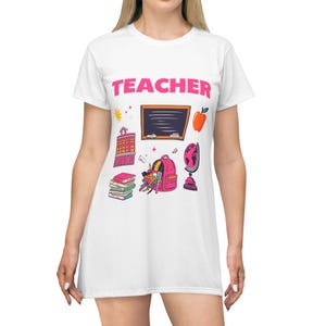 Teacher Appreciation T-Shirt Dress, Cute Teacher Gift, School Dress, Back to School Outfit, Classroom Wear, AOP Dress