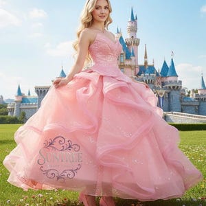 Glinda Sparkling Pink Ball Gown Costume for Women