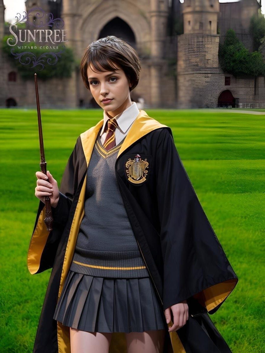 Hufflepuff School Uniform Costume Yellow House Wizard Robe Set