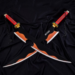 Handmade Tengen Uzui Nichirin Demon Slayer Double Sword with Leather Sheath | Anime Cosplay Swords | Gifts for him | Birthday Gifts for him