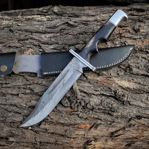 Premium Damascus Steel Scream Replica Knife with Leather Sheath | Handmade Buck 120 knife | Ghost face Replica Knife | Gift for Him/Her