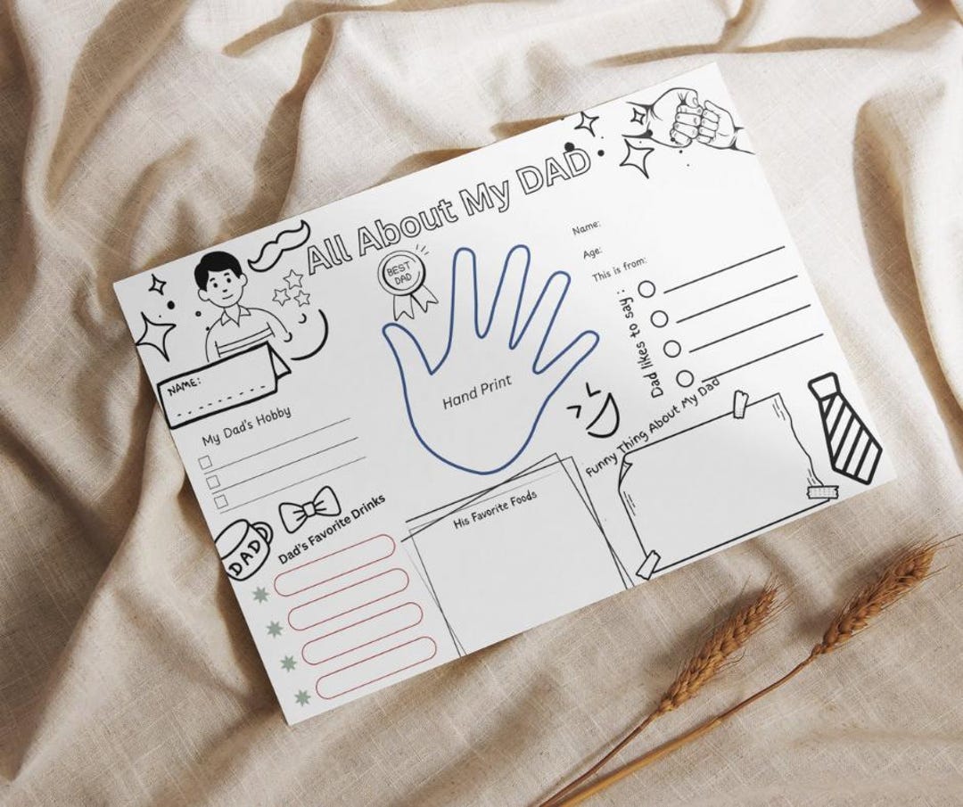 Father's Day Printable: All About My Dad Kids Coloring Page - Etsy