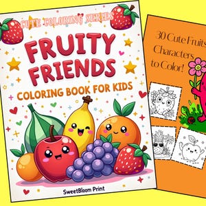 Kids Fruit Coloring Book | 30 Printable Pages | Preschool & Kindergarten Activity | Instant Download PDF