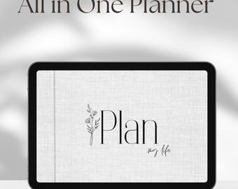 Agenda numérique pour iPad | PDF avec lien hypertexte tout-en-un | Quotidien, hebdomadaire, mensuel | Agenda Goodnotes | Organisateur de durée de vie non datée