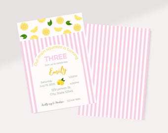 Main Squeeze Birthday Invitation | Lemon Theme Girl Party |Editable Canva | Digital Download | Summer Birthday Invite