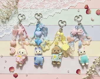 Handmade Sylvanian Families Keychain – Miniature Animal Charm, Kawaii Bag Accessory