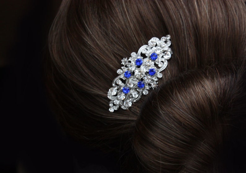Sapphire Blue Hair Combs Crystal Bridal Hair Comb Royal Blue Etsy