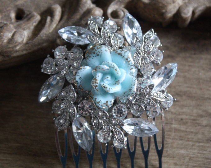 Blue Hair Combsbridal Hair Combsbridal Headpiecesbridal Etsy