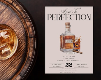 Invitation d'anniversaire de whisky bourbon (téléchargement numérique) : fête d'anniversaire,
