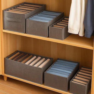 Organizzatore per vestiti – Scatola portaoggetti pieghevole per jeans, pantaloni, biancheria intima, reggiseni e calzini | Divisore per scomparti per armadio e guardaroba