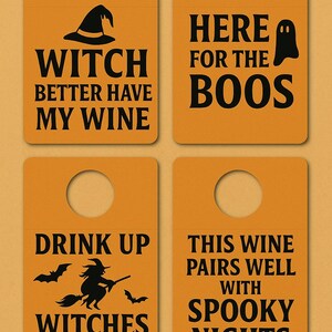 Halloween Weinanhänger zum Ausdrucken | Lustige Geschenkanhänger für Erwachsene | Sofort Download PDF