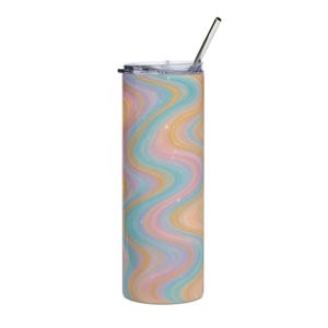Pastel Swirl Stainless Steel Tumbler: Insulated 20oz Travel Mug