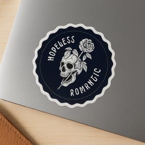 Hopeless Romantic Kiss-Cut Stickers - Gothic Decor, Love Gifts, Dark Aesthetic, Laptop Stickers, Unique Stationery