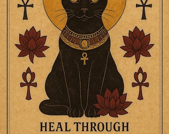 Bastet Grimoire Pages | Egyptian Cat Goddess Printable PDF | Witchcraft Spellbook Sheets | Parchment Altar Decor