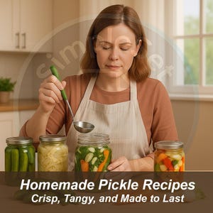 Homemade Pickle Recipes - Natural Pickling for Garlic Dill, Spicy Carrot, Red Cabbage, Green Beans, Cauliflower Mix | Digital PDF