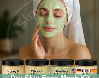 Dry Skin Face Mask Kit | DIY Herbal Recipes for Glowing & Moisturizing | Digital Skincare Bundle