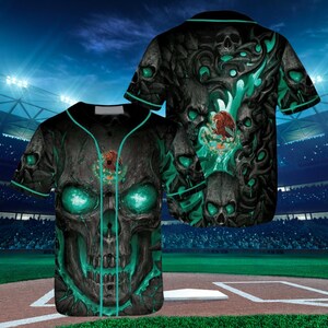Gothic Skull Baseball Jersey Dark Fantasy Horror 3D Sport Shirt