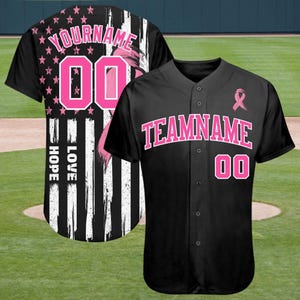 Kundenspezifisches Brustkrebs-Bewusstseins-rosa Band-Baseball Jersey personalisierte Teamname