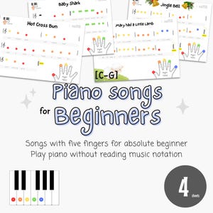 Easy Piano for Absolute Beginners, Colour Coded Music, Musical Alphabet (C to G), Sheet Music with Alphabet Letters for Preschool Learning