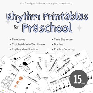 Preschool Music Rhythm Worksheets: Note Values & Counting (PDF Downloadable Pack)