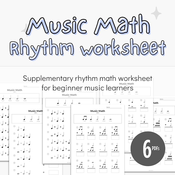 Music Math Rhythm Worksheets: Beginner Note Value Practice (Printable PDF, 6 Levels)