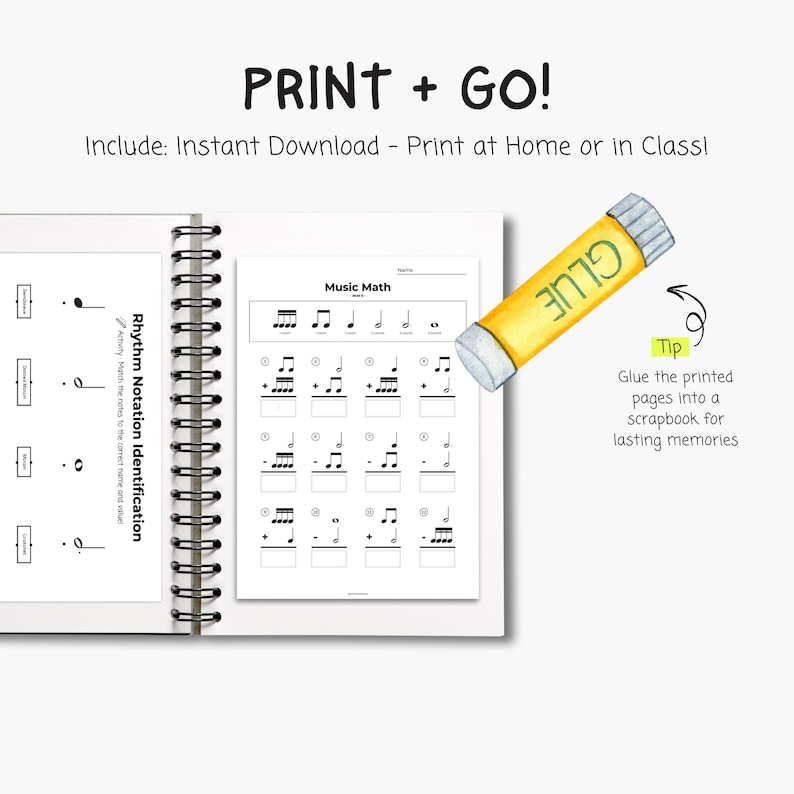 Music Math Rhythm Worksheets: Beginner Note Value Practice (printable ...