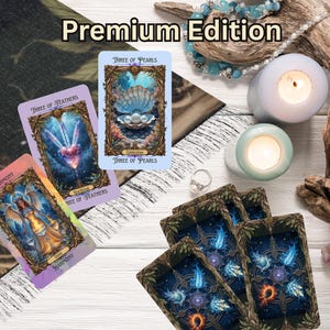 Enchanted Veil Tarot Deck – Premium Edition, 78 Ethereal Tarot Cards, Hard Box, 56 Page Guidebook for Spiritual Divination & Moon Rituals