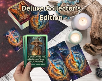 Elemental Elves Oracle Deck - Deluxe Holographic Collectors Edition, 56 Fantasy Divination Set